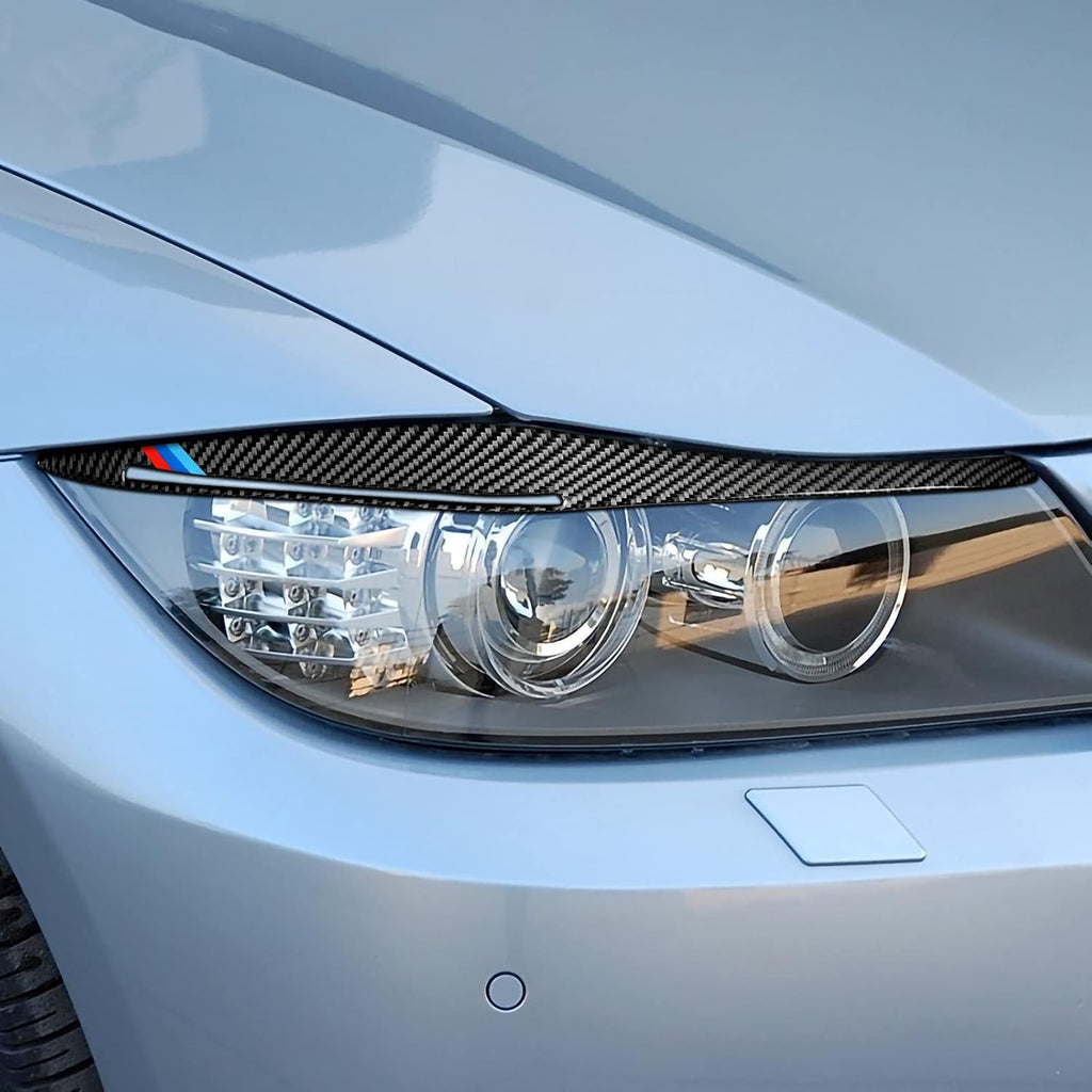 Carbon Fiber Headlights Eyebrows Sticker Decals Trim Cover for BMW E90 D4073