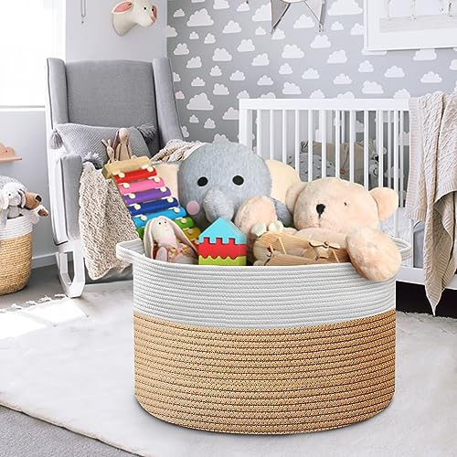 Large Woven Cotton Rope Blanket Basket Q406371