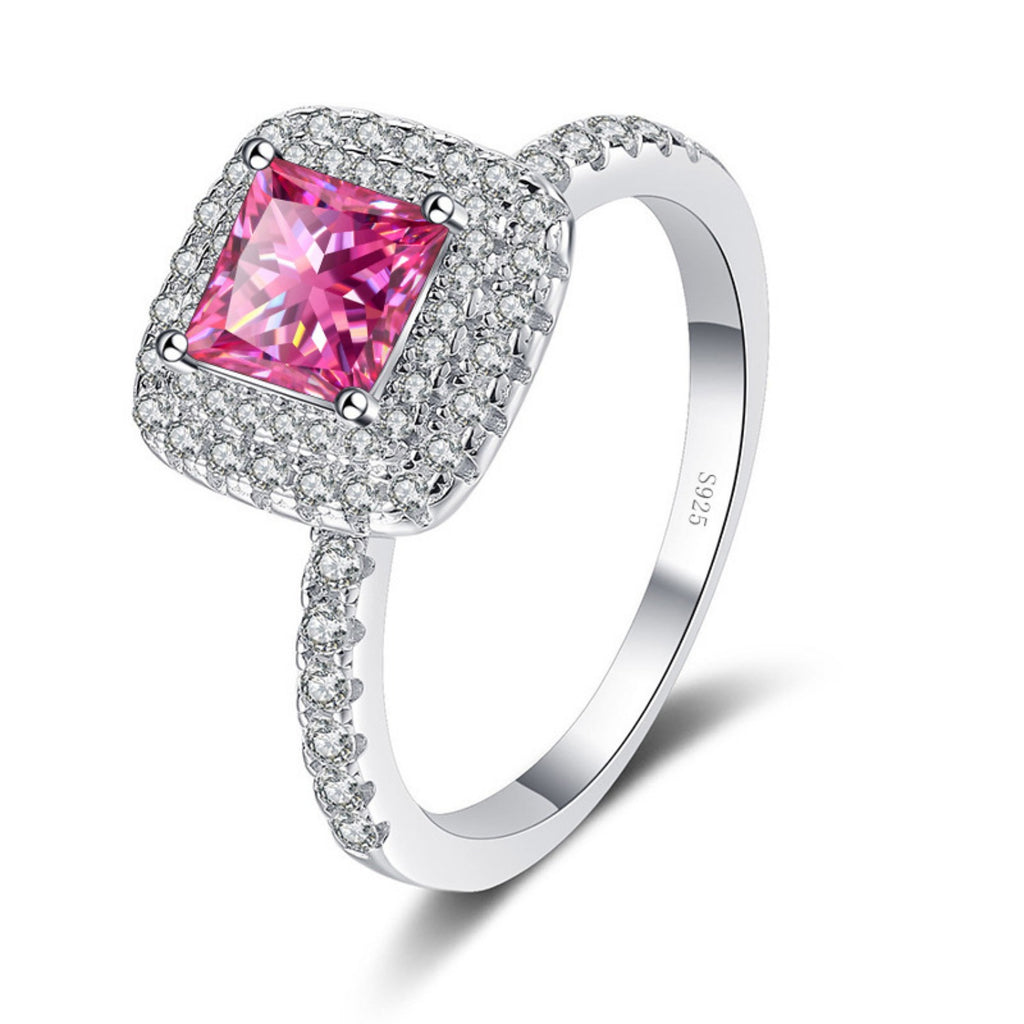 Moissanite Engagement Ring 1ct Princess Cut D Color VVS1 S925 Sterling Silver Diamond Ring L816