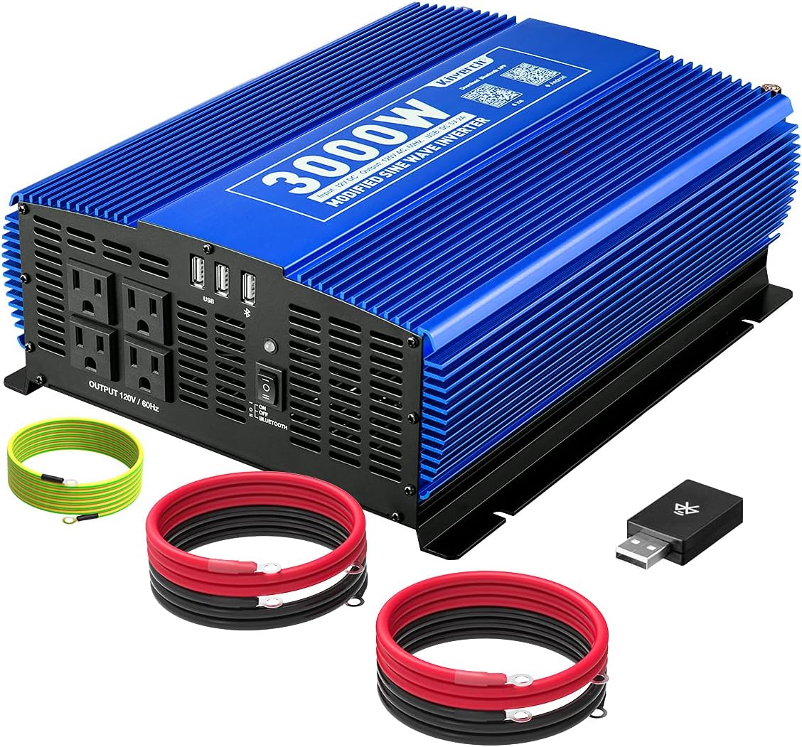 3000W Power Inverter DC12V to 110V AC Car Inverter with 4AC Outlets 2USB Port W45832
