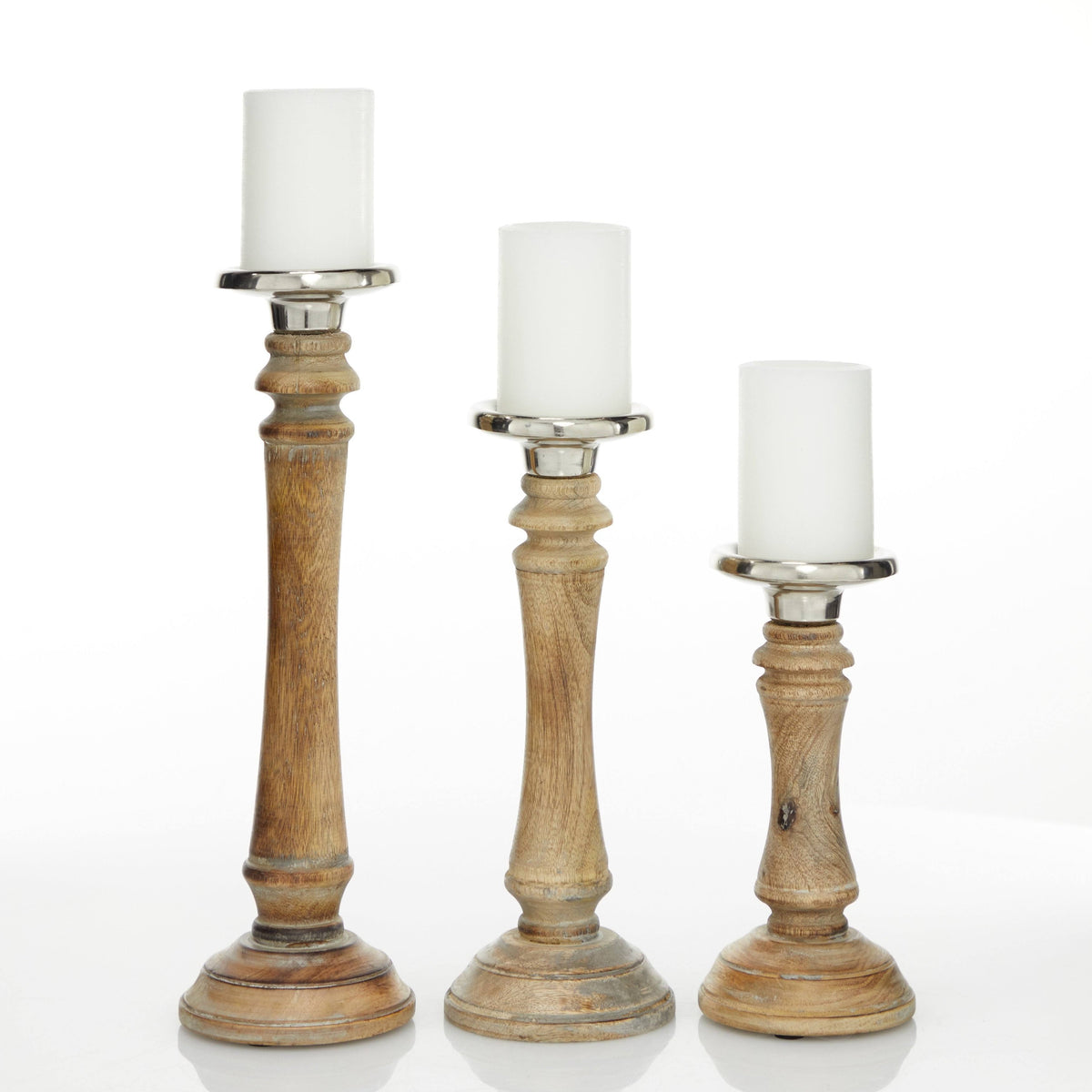 Brown Mango Wood Candle Holder Set of 3 E4705