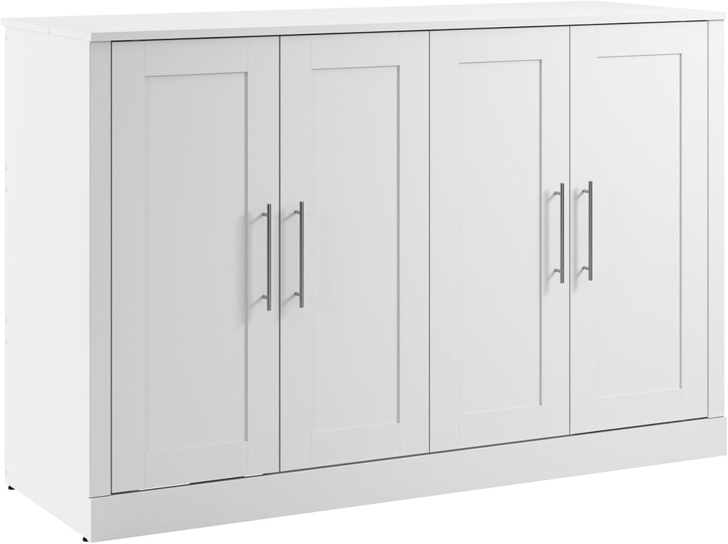 White Full Murphy Cabinet Bed with Mattress A487905