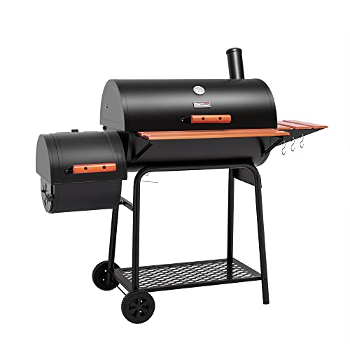 30 Barrel Charcoal Grill with Side Table, 627 Square Inches, Black O6002