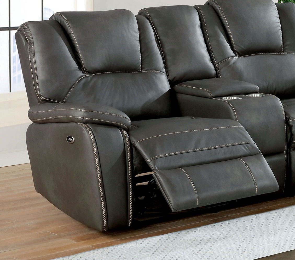 Gray Leatherette Solid Wood 3pc Motion Sofa Set M896736
