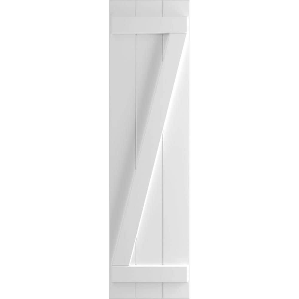 16-1/8x22 x 33x22 PVC Three Board Joined Board and Batten Shutters with Z-Bar, Unfinished (Per Pair) E6901