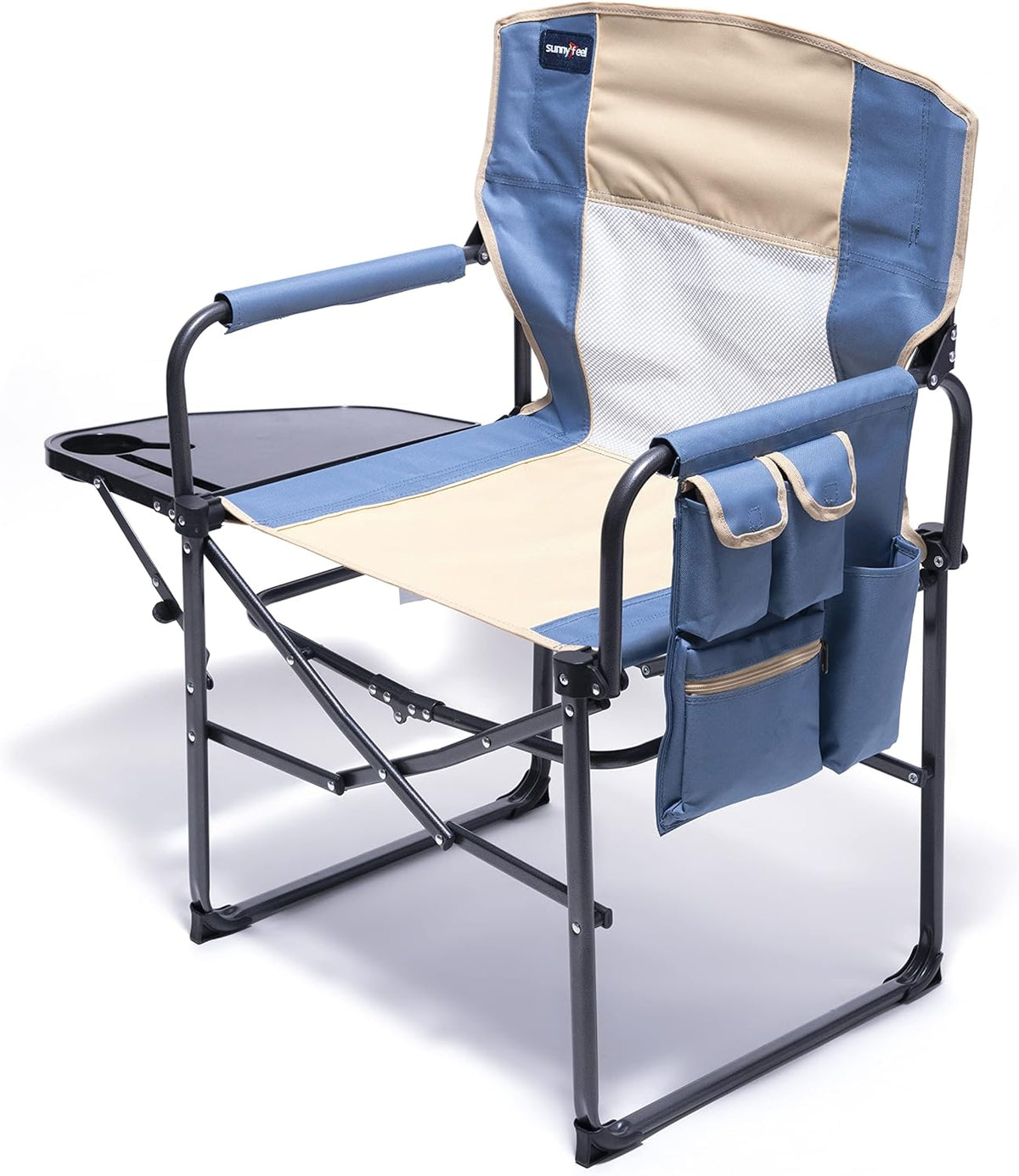 Heavy Duty Oversized Portable Folding Chair with Side Table F386
