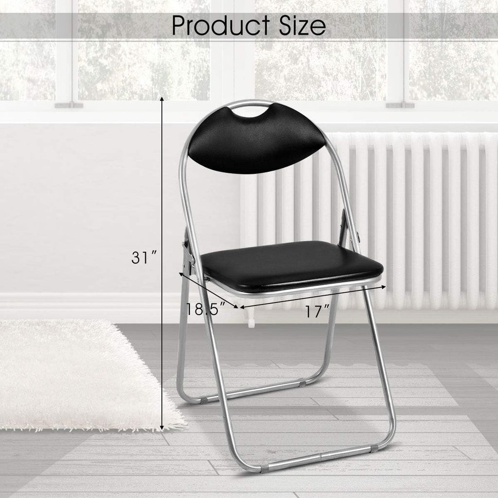 6 Pack Aluminum Folding Chairs with Padded Seats and Carrying Handle, Black U453889