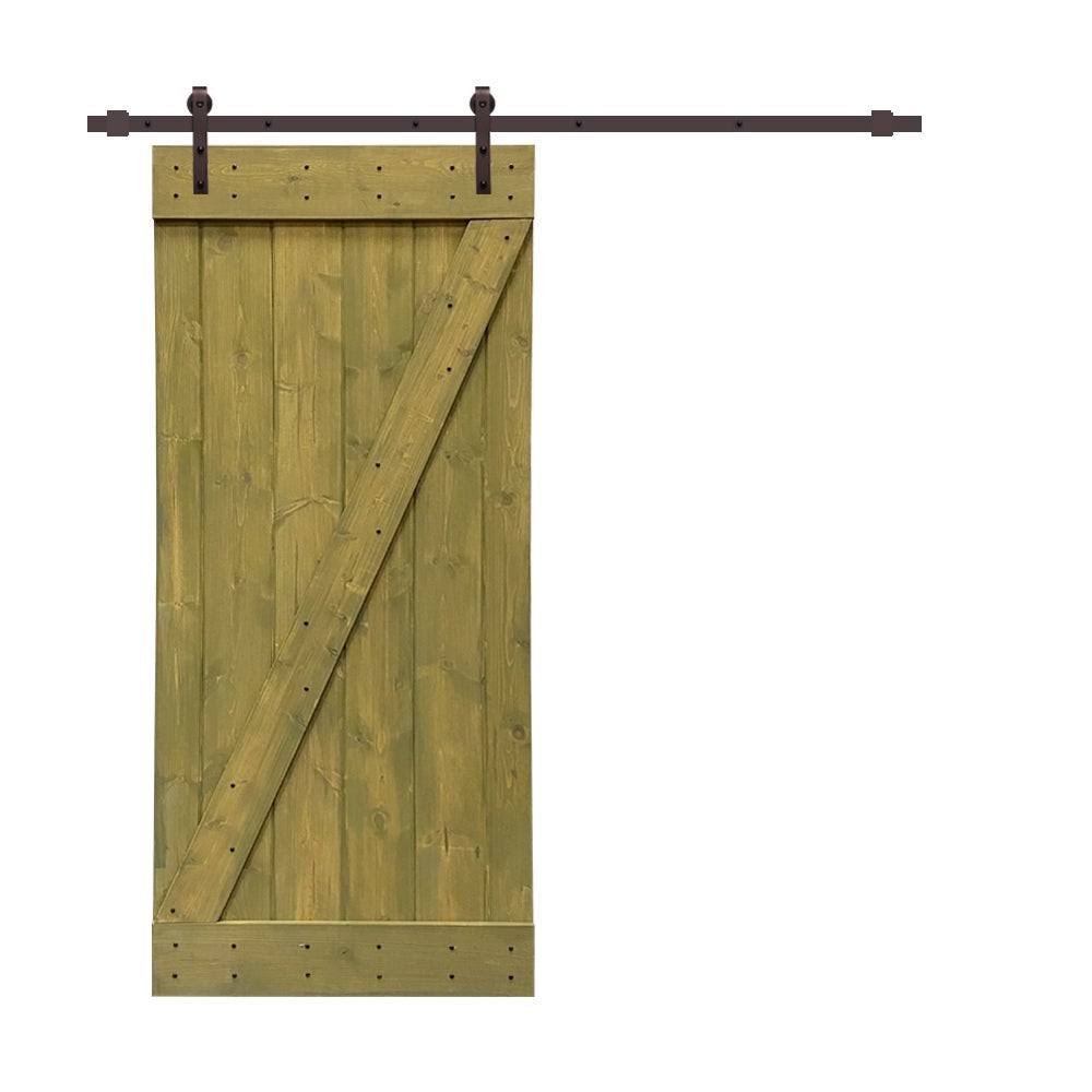 White Stained Wood Interior Sliding Barn Door with Hardware Kit N791901