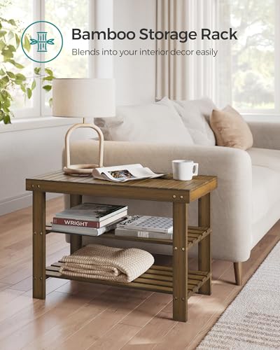 3-Tier Bamboo Shoe Storage Bench, Ink Black E17703