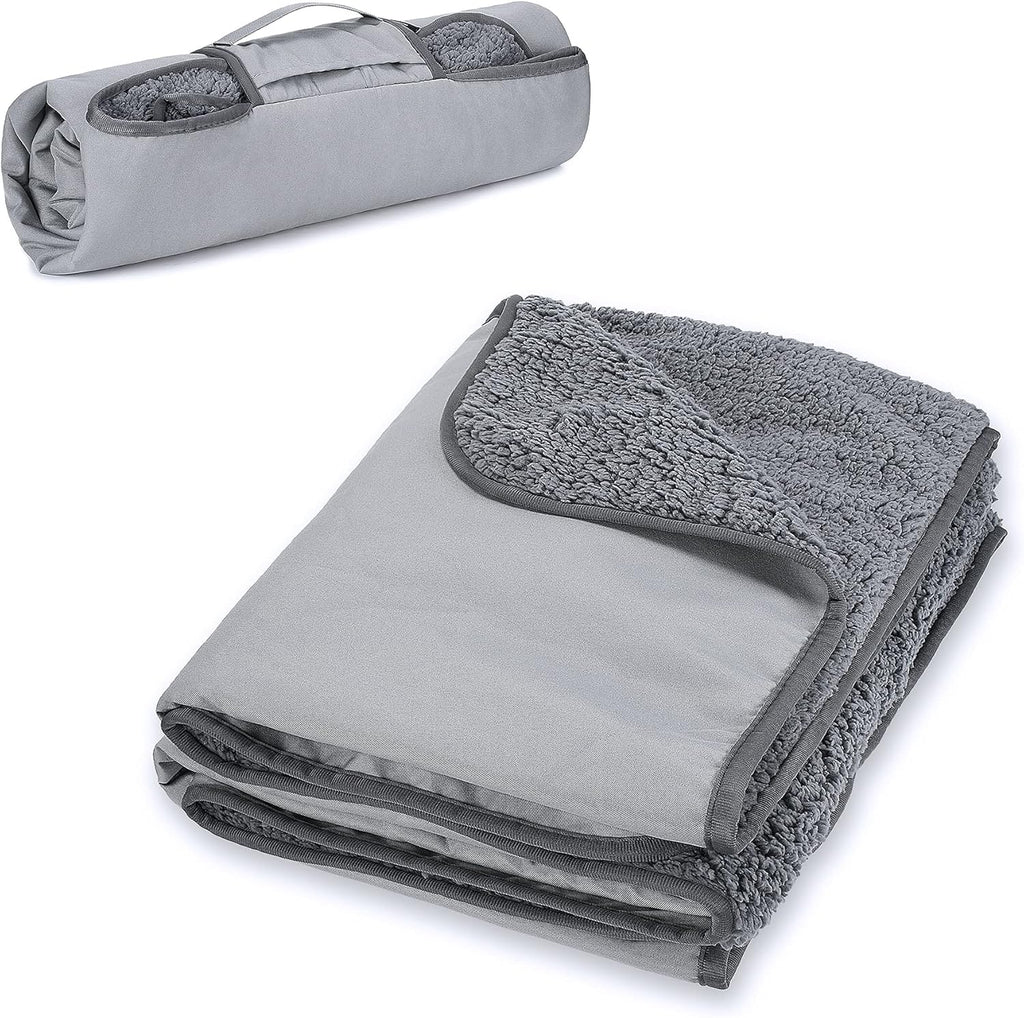 Navy Waterproof Sherpa Fleece Stadium Throw Blanket T1513