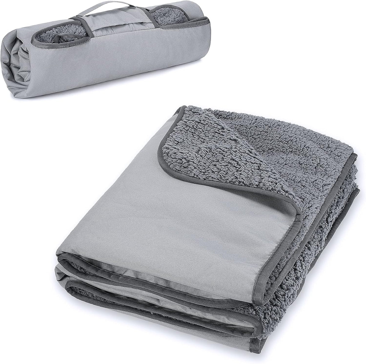 Navy Waterproof Sherpa Fleece Stadium Throw Blanket T1513