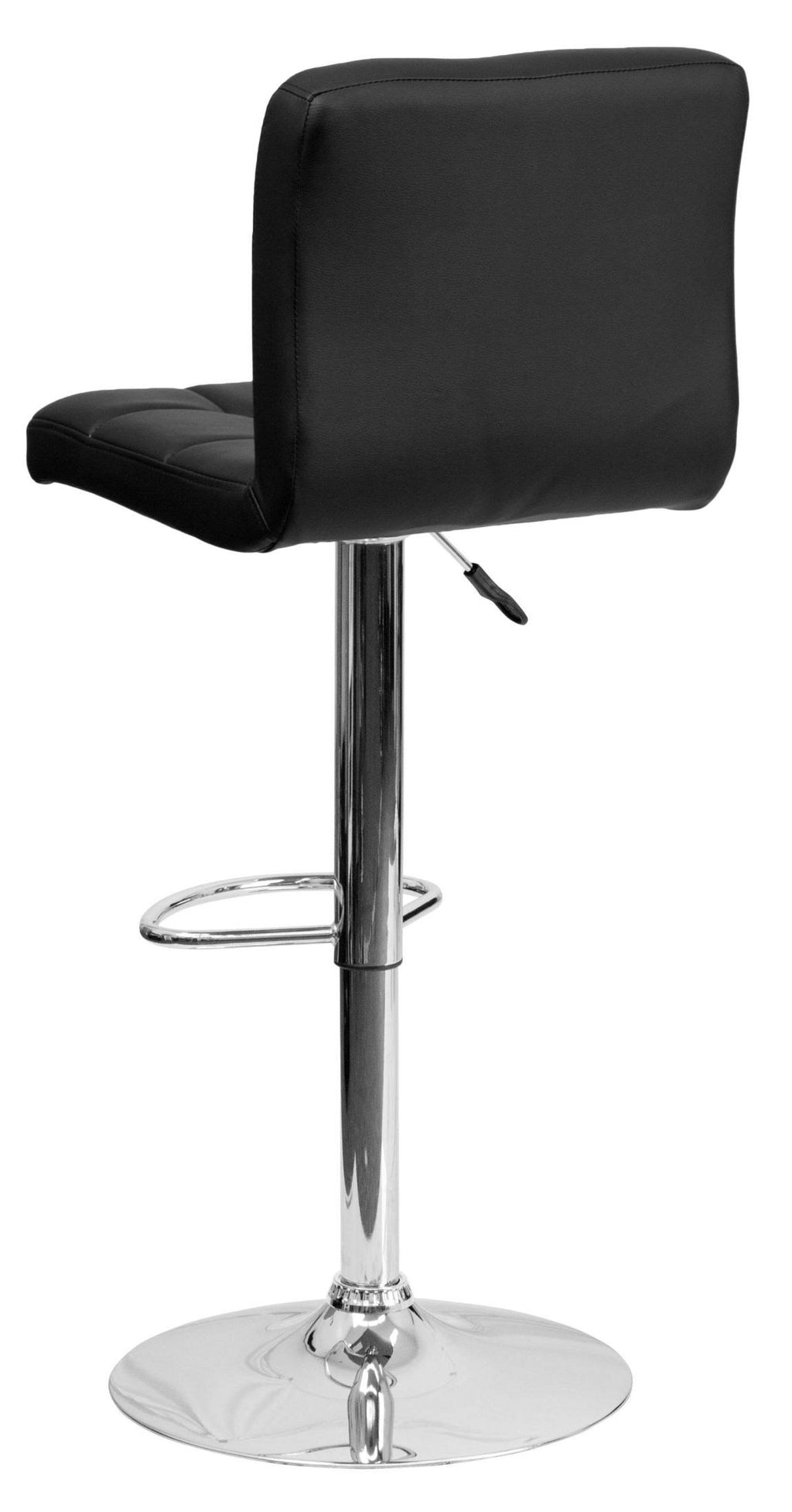Black Quilted Vinyl Adjustable Height Barstool with Chrome Base F856083