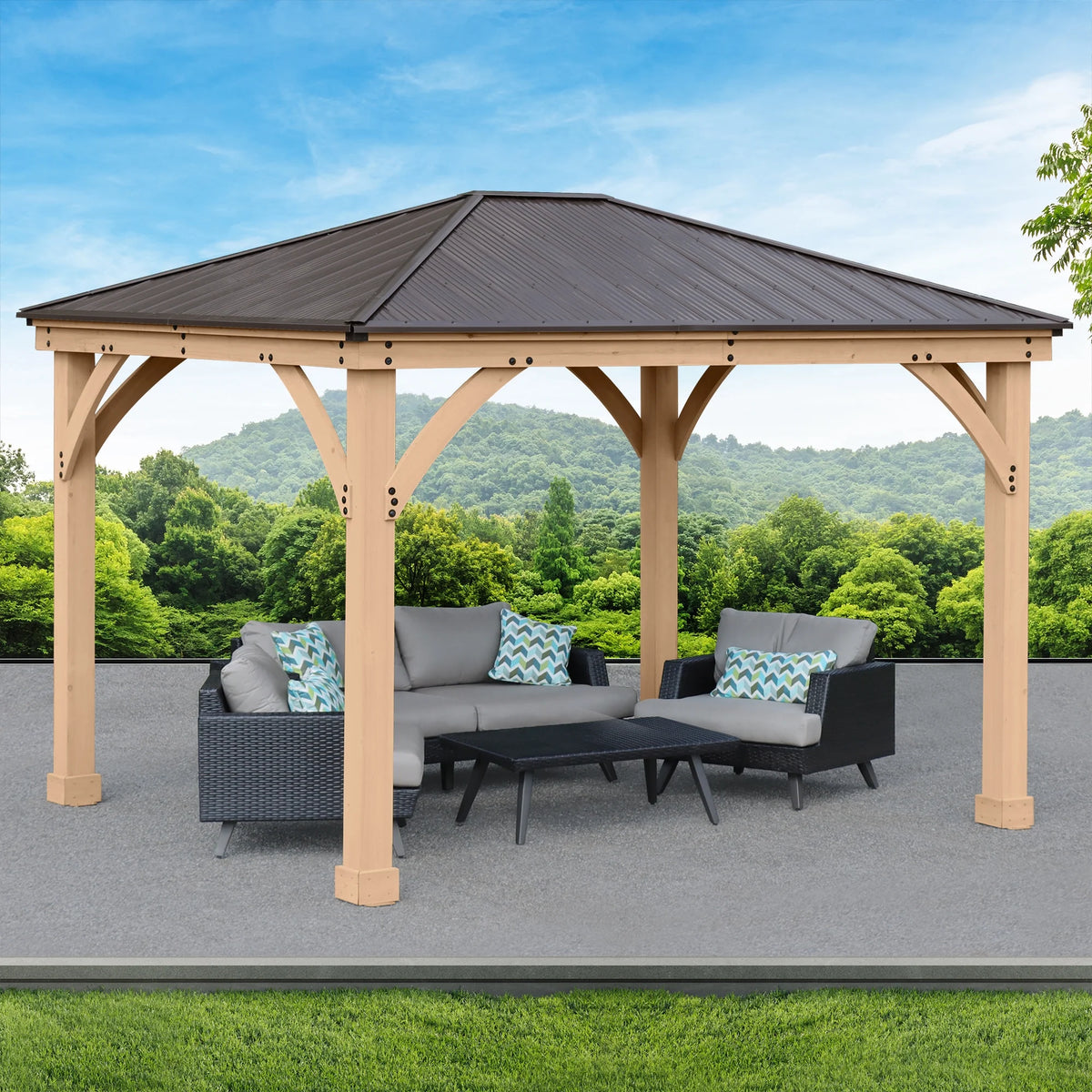 10 ft. × 12 ft. Cedar Gazebo with Aluminum Roof F172