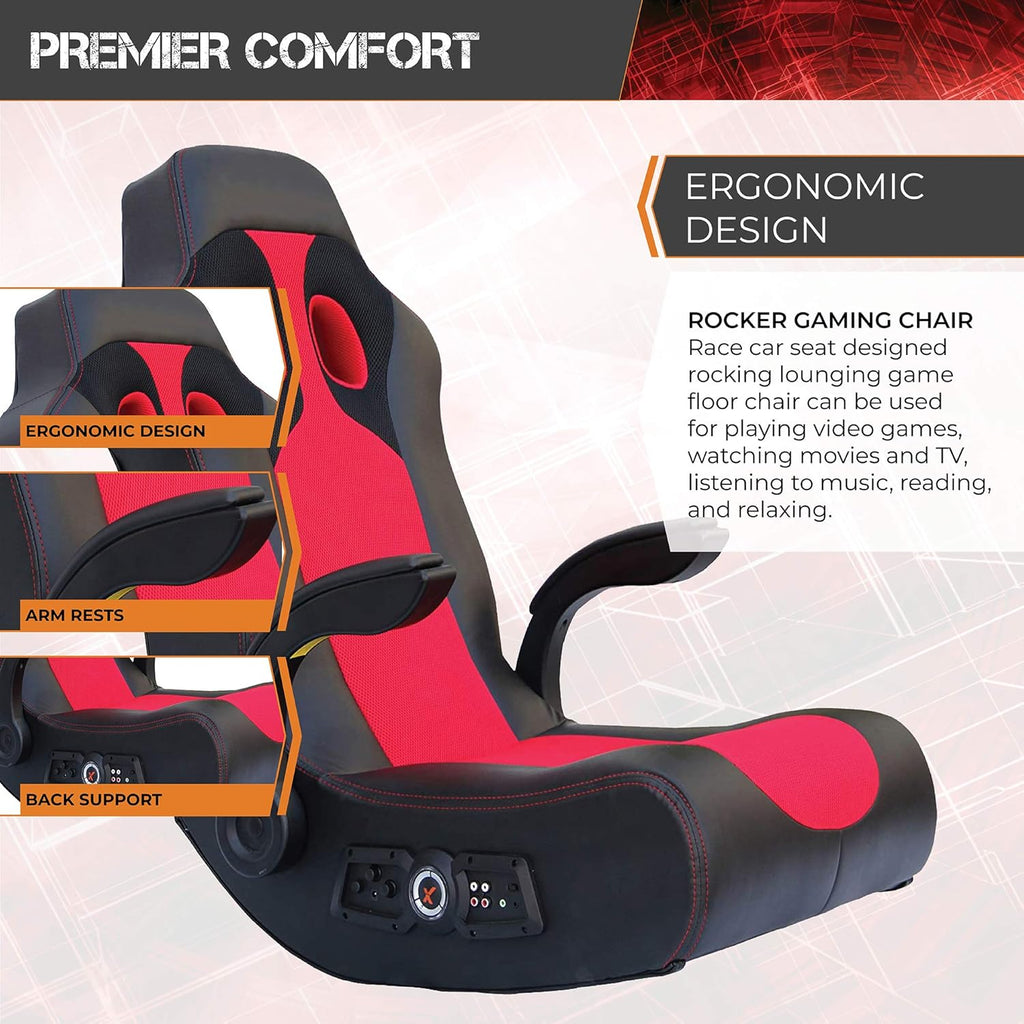 Black/Red Wireless Bluetooth Gaming Floor Rocker B711168