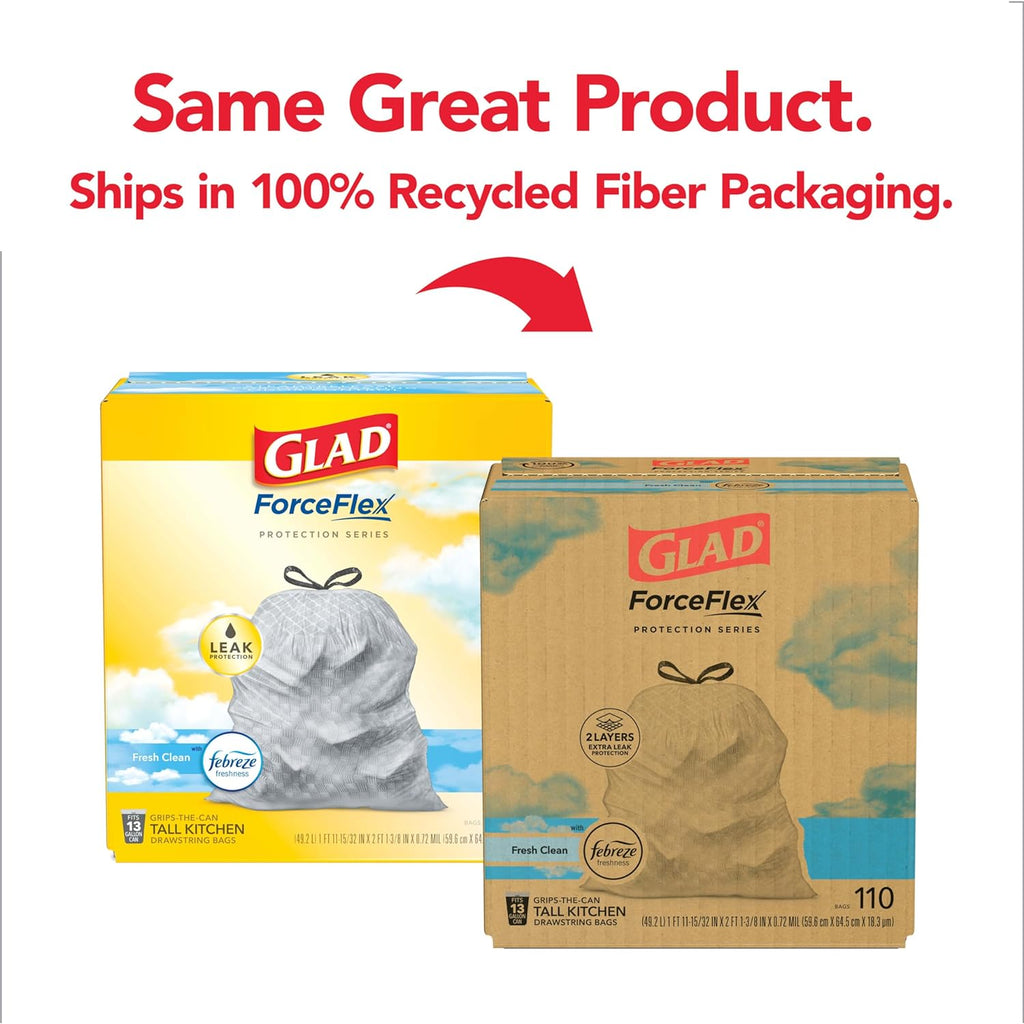 13 Gal Drawstring Kitchen Garbage Bags, 110 Ct C839