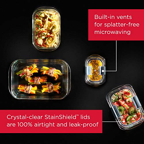 Glass Storage Set of 4 Food Containers, Clear, 3-Pack M272259