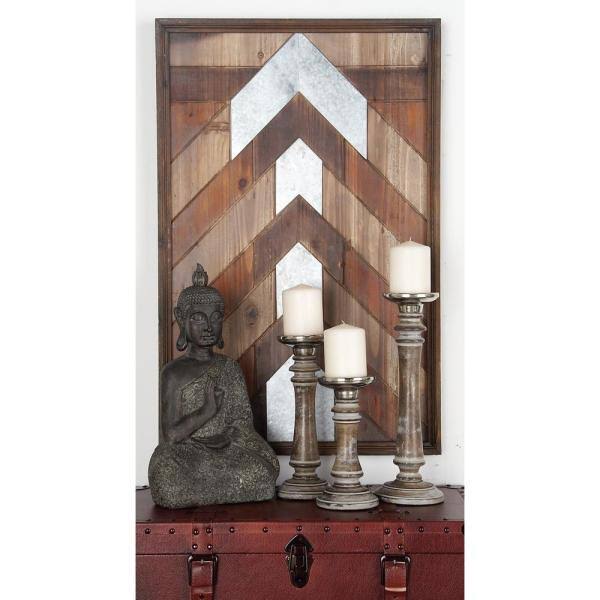 Brown Mango Wood Candle Holder Set of 3 E4705