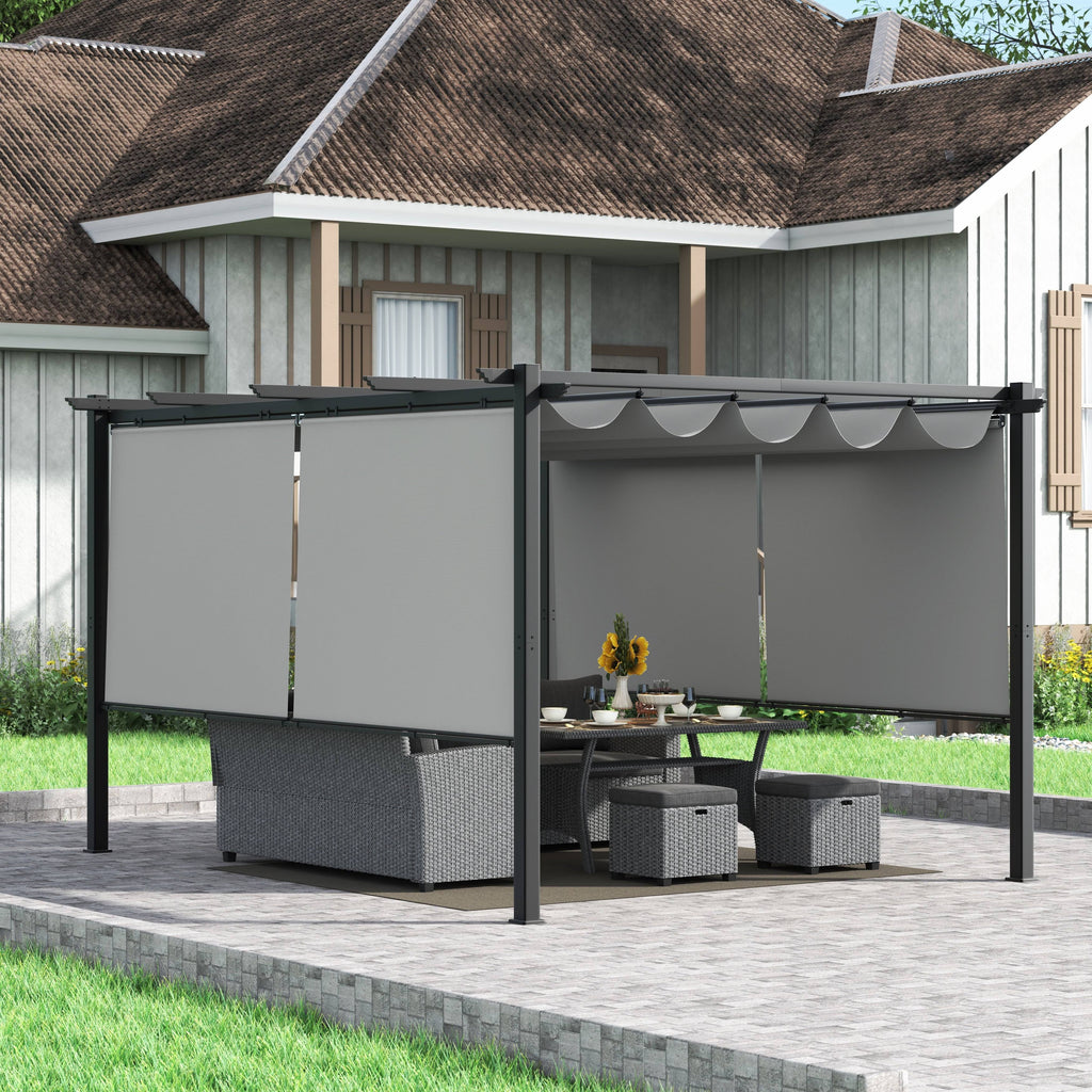 Light Grey Aluminum Retractable Patio Canopy Pergola R914