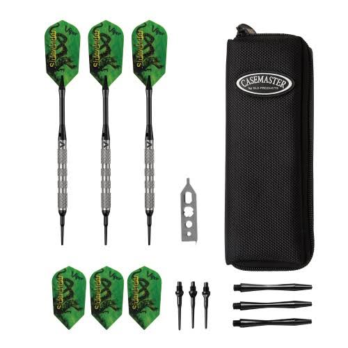 Tungsten Soft Tip Darts Knurled Barrel 18 Grams and Black Nylon Dart Case A354789