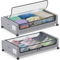 Black 2-Pack 60L Under Bed Storage Containers with Wheels and Clear Lids W38446