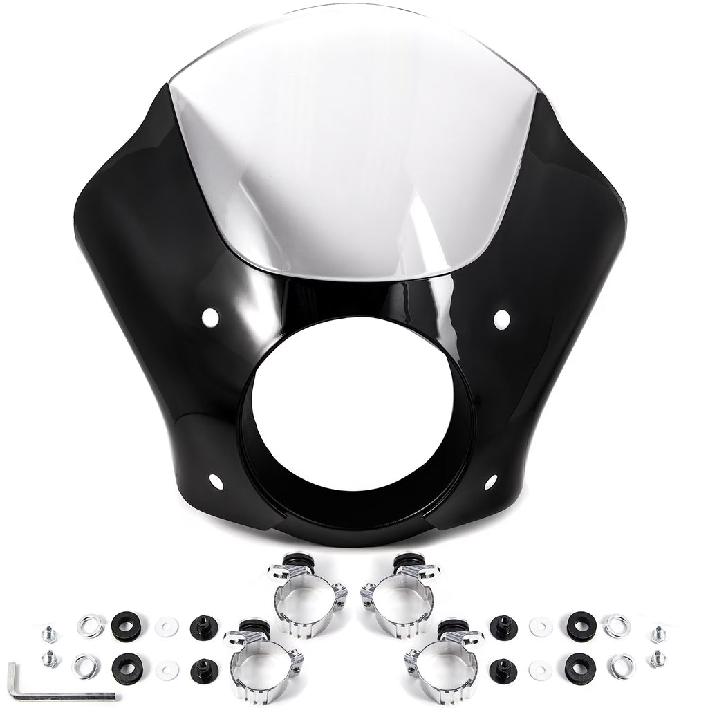 Black Quarter Fairing Windshield Kit with Fork Mounting Hardware O6812