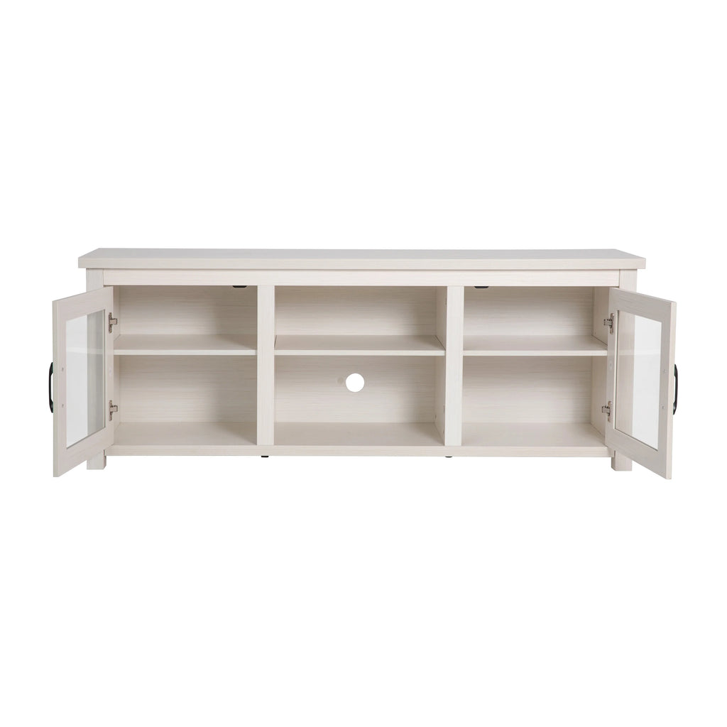 White Wash 65" TV Stand with Glass Doors and 3 Shelves C59293