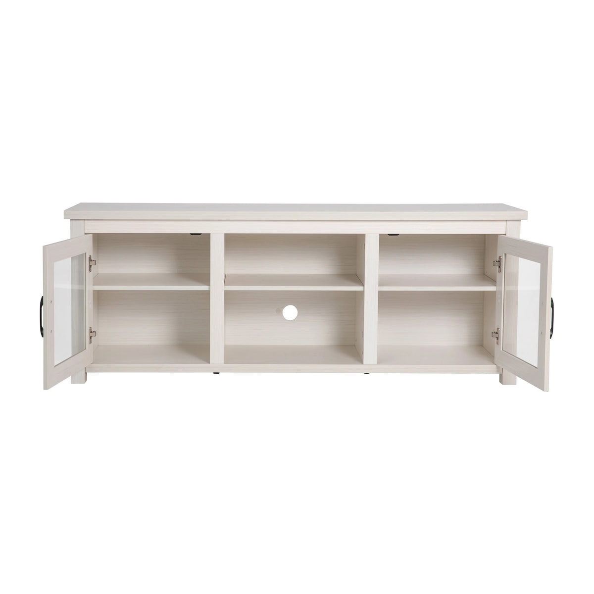White Wash 65" TV Stand with Glass Doors and 3 Shelves C59293