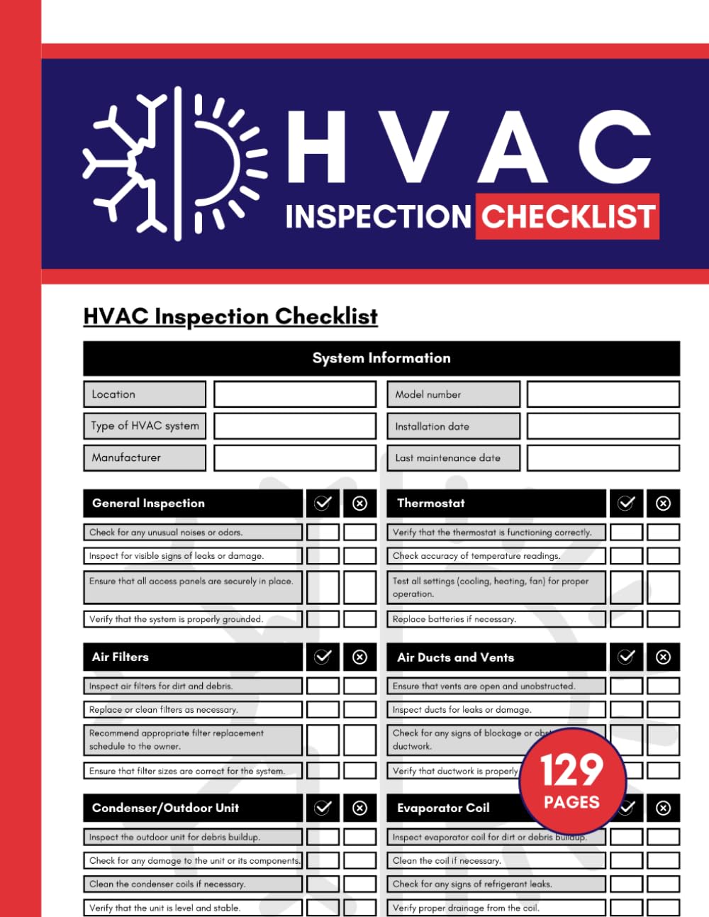 HVAC Inspection Checklist, 129 Pages U970