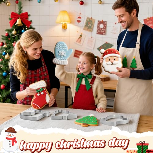 6 Pcs Large Stainless Steel Christmas Cookie Cutters N44972