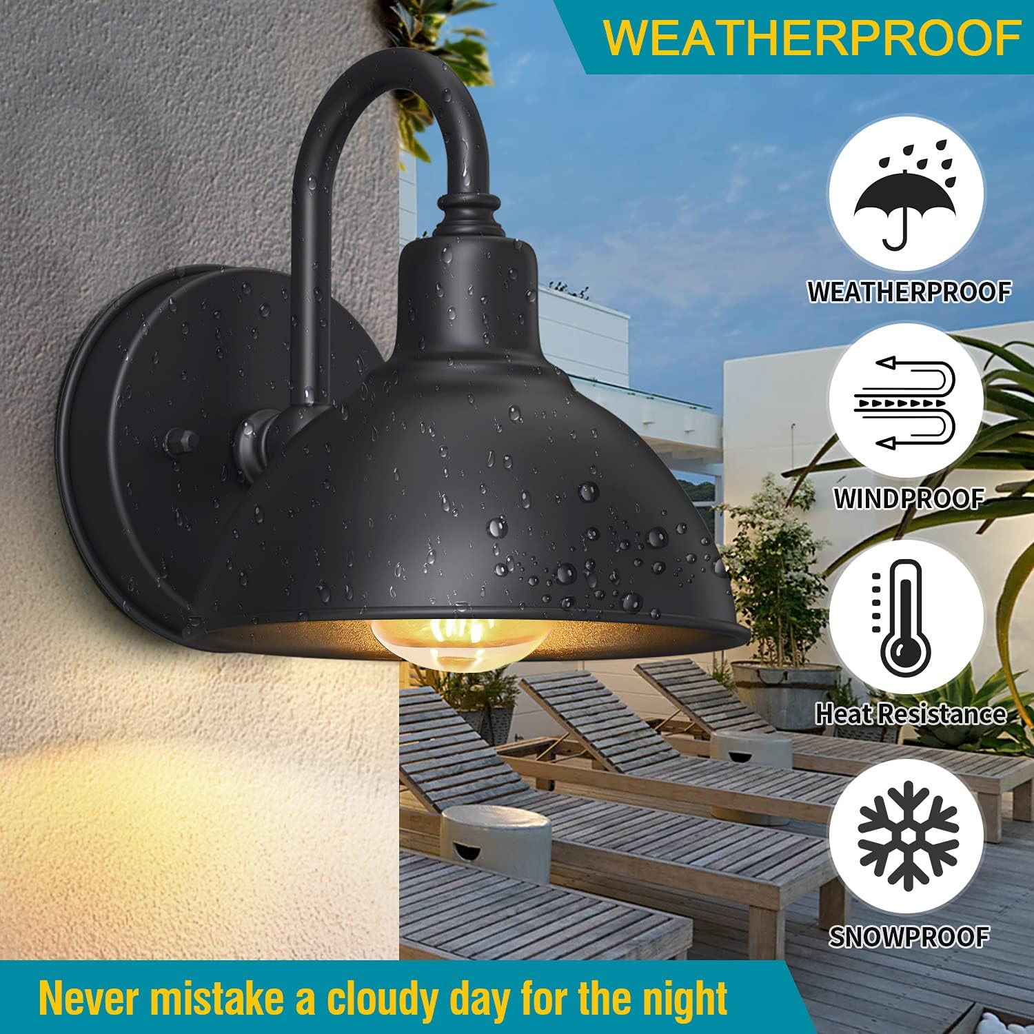 Outdoor Gooseneck Barn Light Fixture with E26 Bulbs F47495