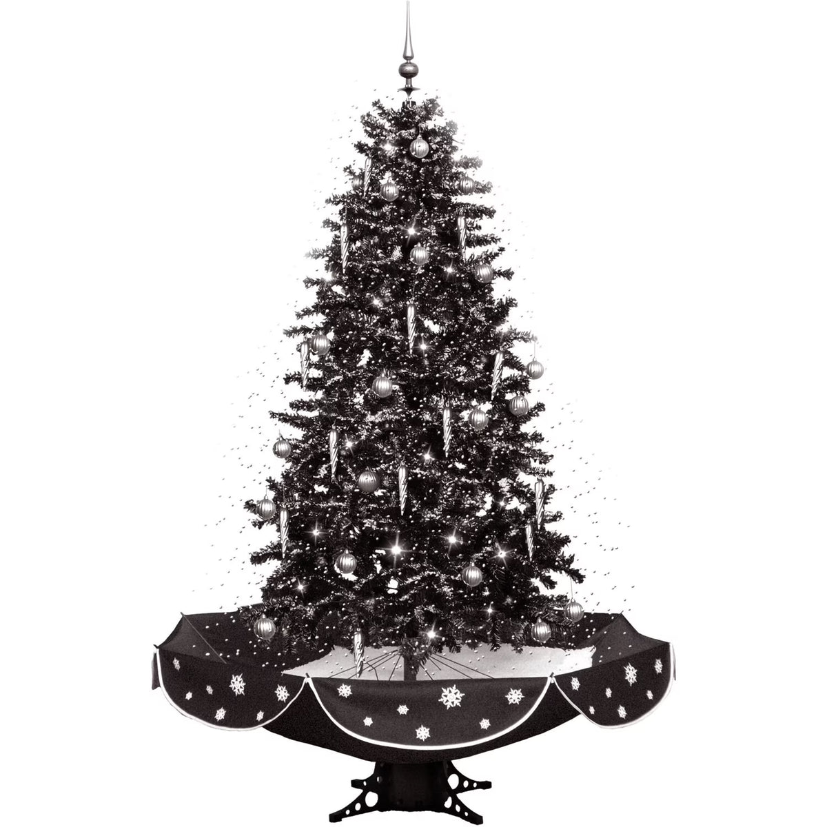 White Prelit LED Musical Christmas Tree with Umbrella Base L7455