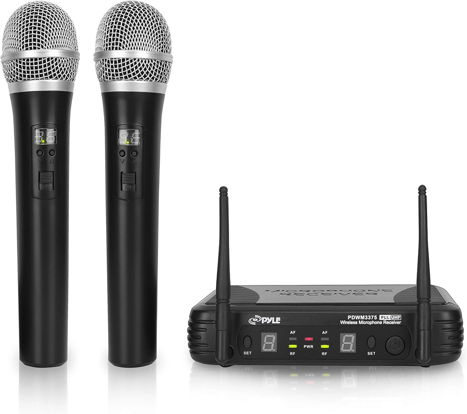 Dual UHF Band Wireless Handheld Microphone System with 2 Mics W857833