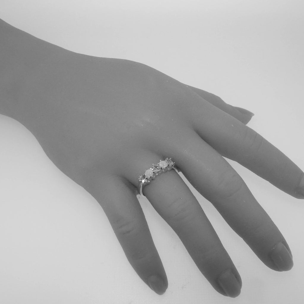 925 Sterling Silver Amethyst & Opal Eternity Ring P76905