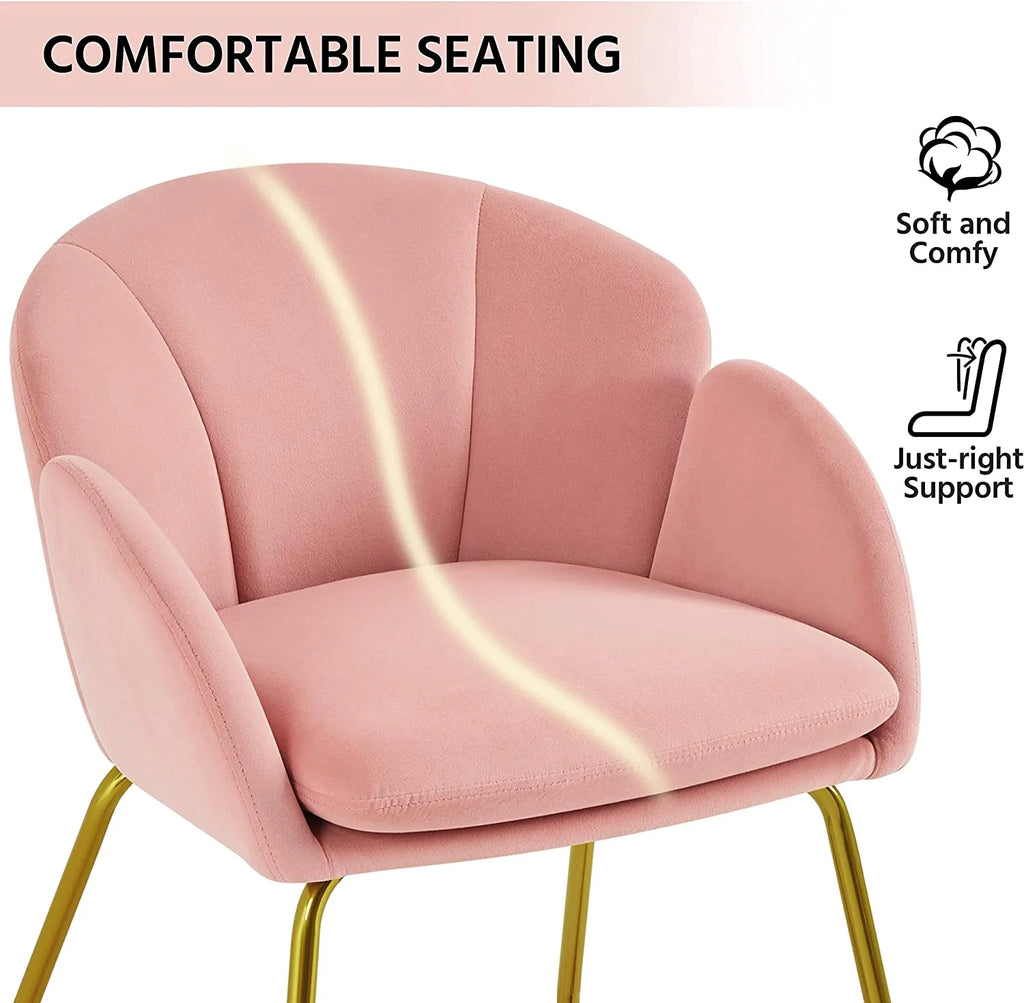 Flower Velvet Barrel Chair with Golden Metal Legs F652