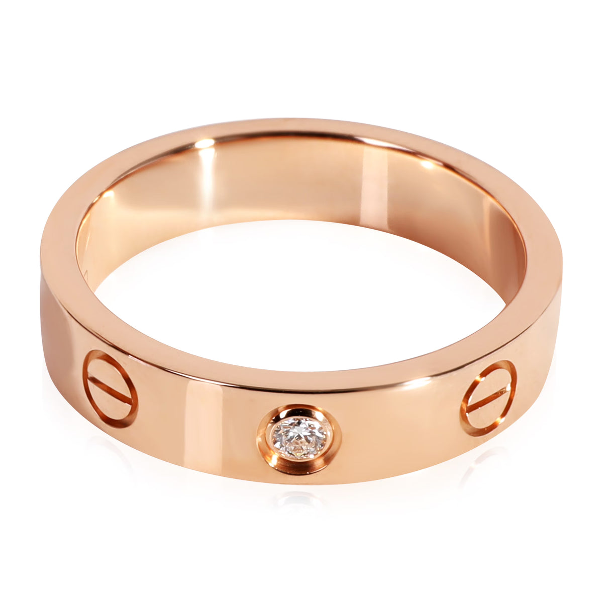 18k Rose Gold Wedding Band with 1 Diamond Z570