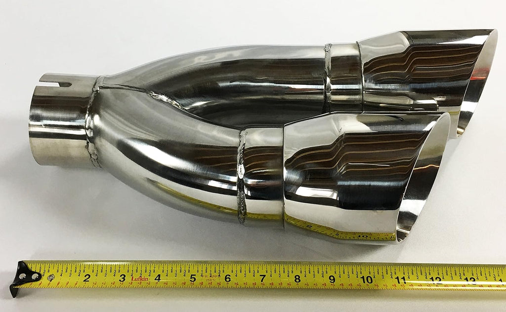 3.00" Inlet 4.00" Outlet 16.00" long Dual Slant Angle Stainless Steel Exhaust Tip M576
