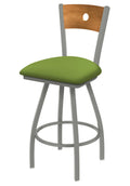 Swivel Counter Stool with Anodized Nickel Finish, Medium Back, Kiwi Green Seat G4265
