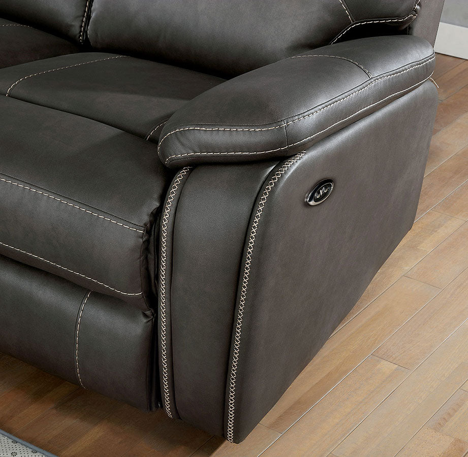 Gray Leatherette Solid Wood 3pc Motion Sofa Set M896736