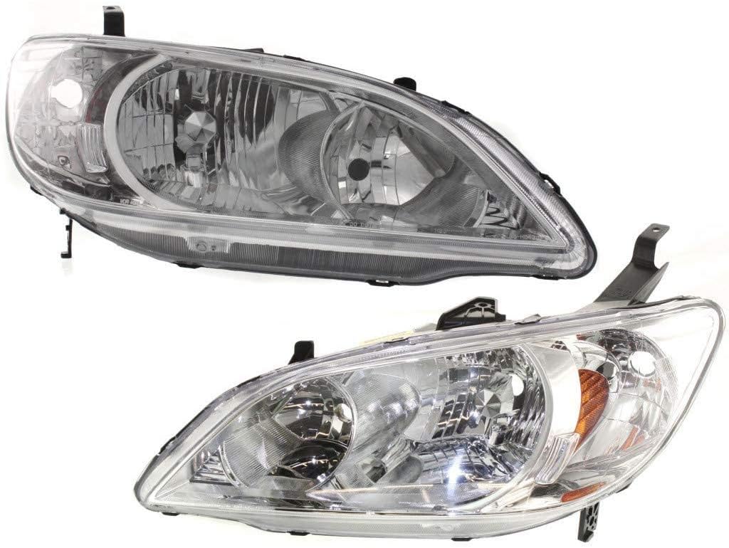 2004 2005 Honda Civic Headlight Assembly Driver and Passenger Side W4652