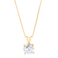 18K Yellow Gold Solitaire Moissanite Pendant with 18" Chain N8593