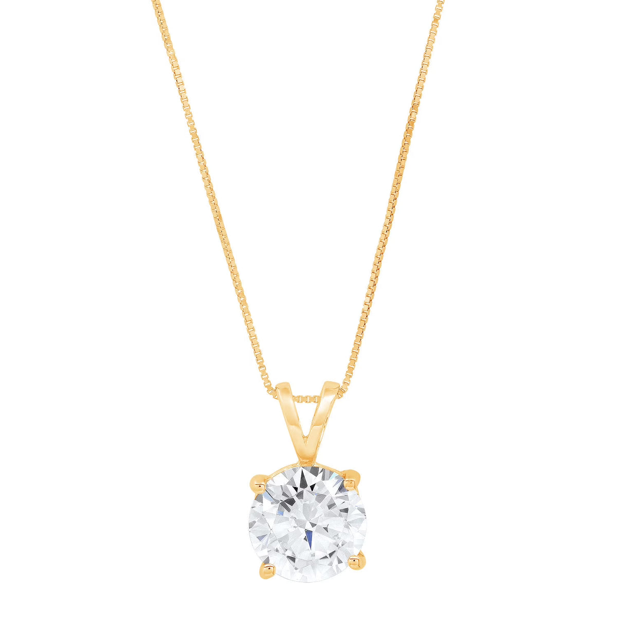 18K Yellow Gold Solitaire Moissanite Pendant with 18" Chain N8593