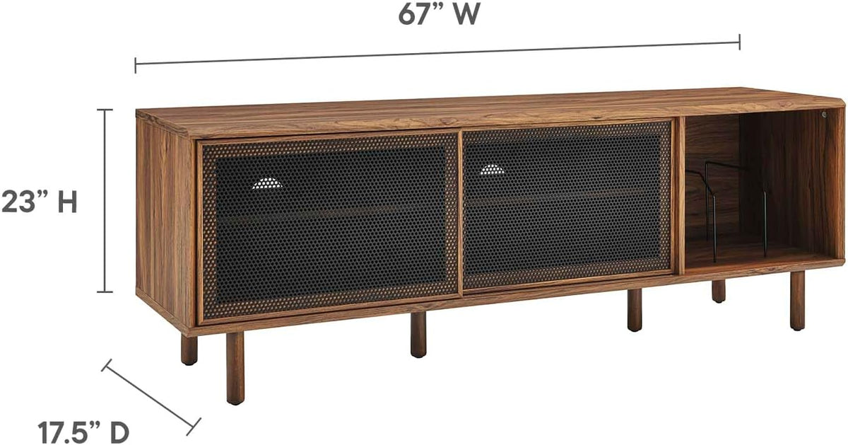 Walnut MDF Particleboard TV and Record Stand P16952