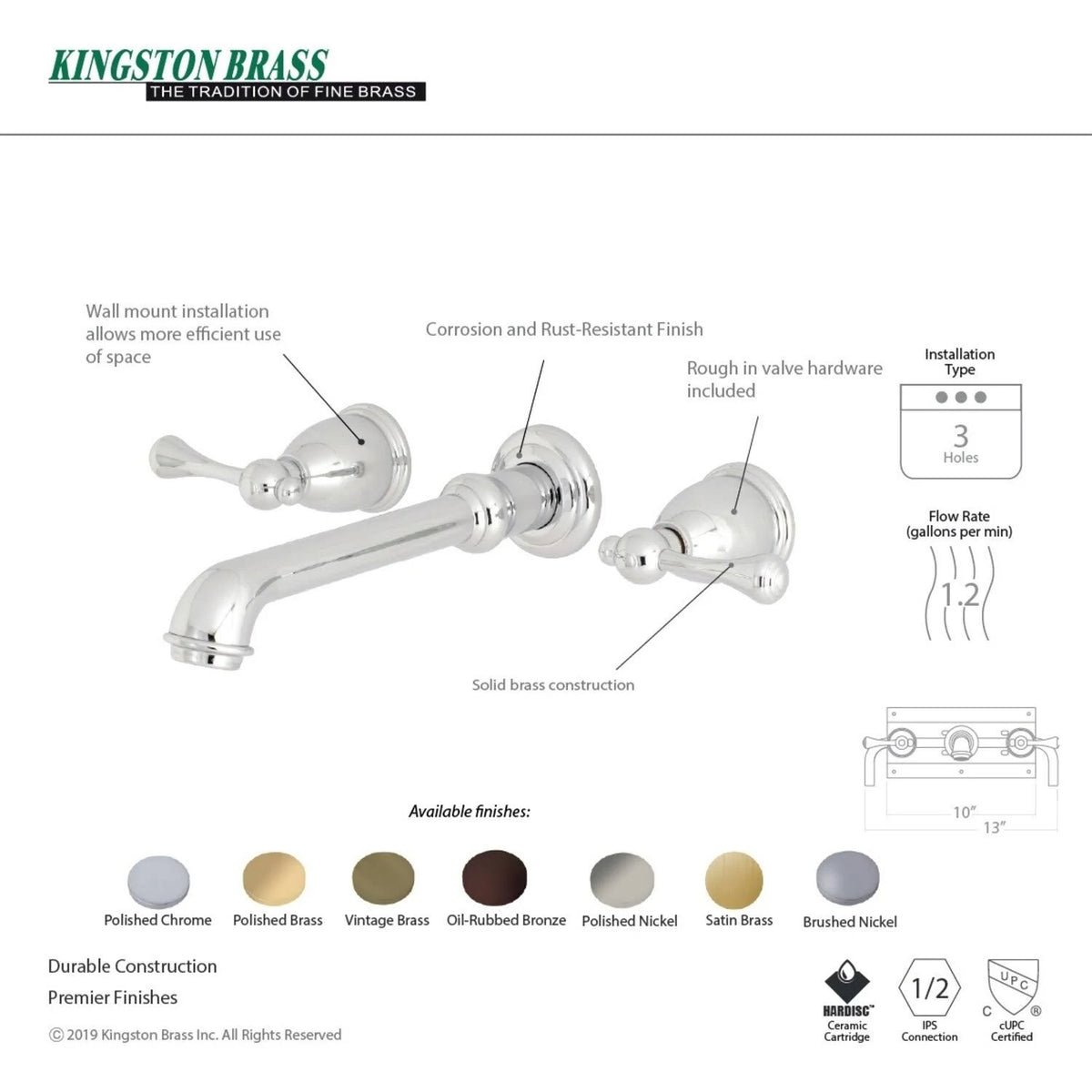 Oil Rubbed Bronze Two-Handle Wall Mount Bathroom Faucet X2321