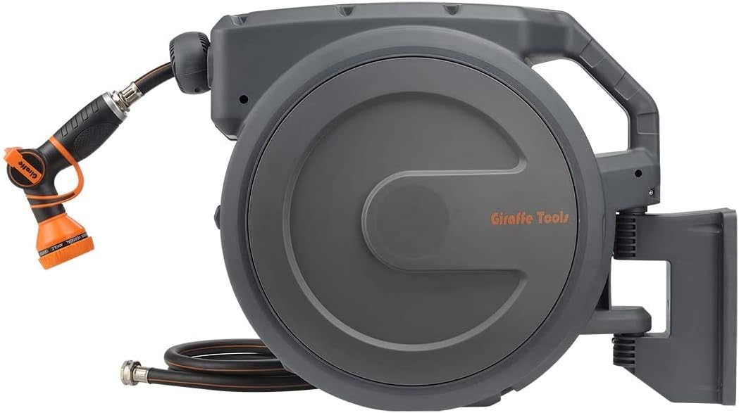 Retractable Wall Mounted Garden Hose Reel 5/8 inch x 90 ft with Automatic Rewind V644574