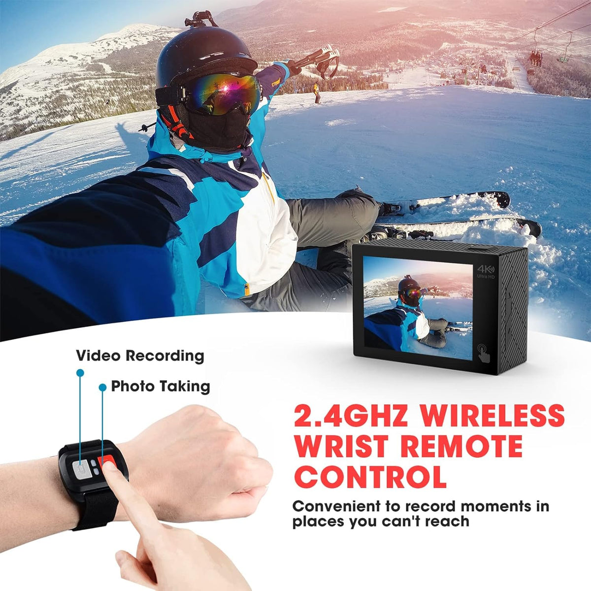 4K 20MP Action Camera with 2 Batteries and Mounting Accessories Kit C220