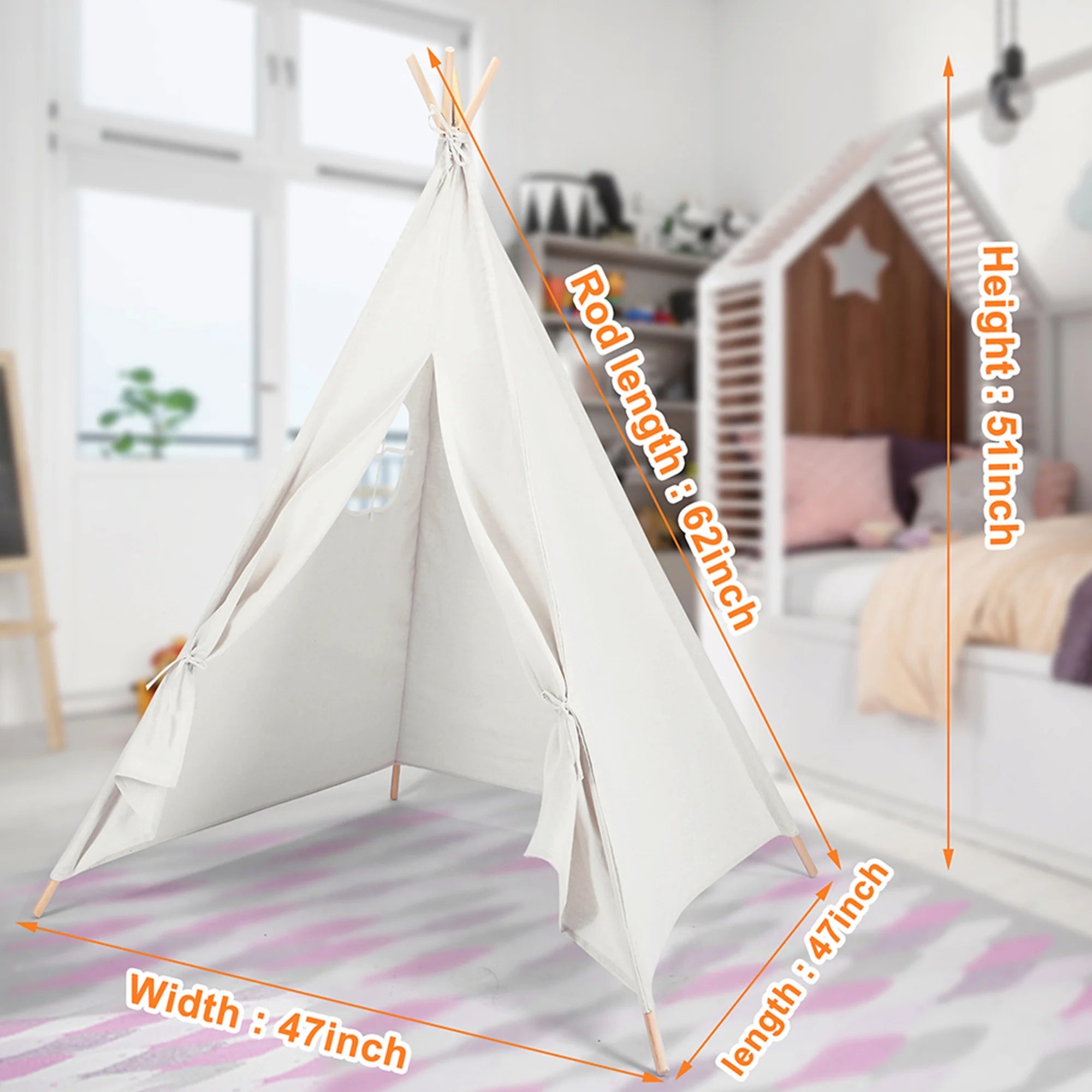 Canvas Teepee Tent for Kids U58896