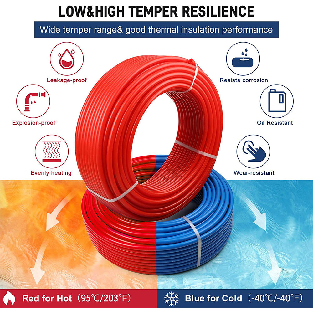 Red 1/2 Inch x 100FT PEX-B Water Tubing Pipe Roll L435