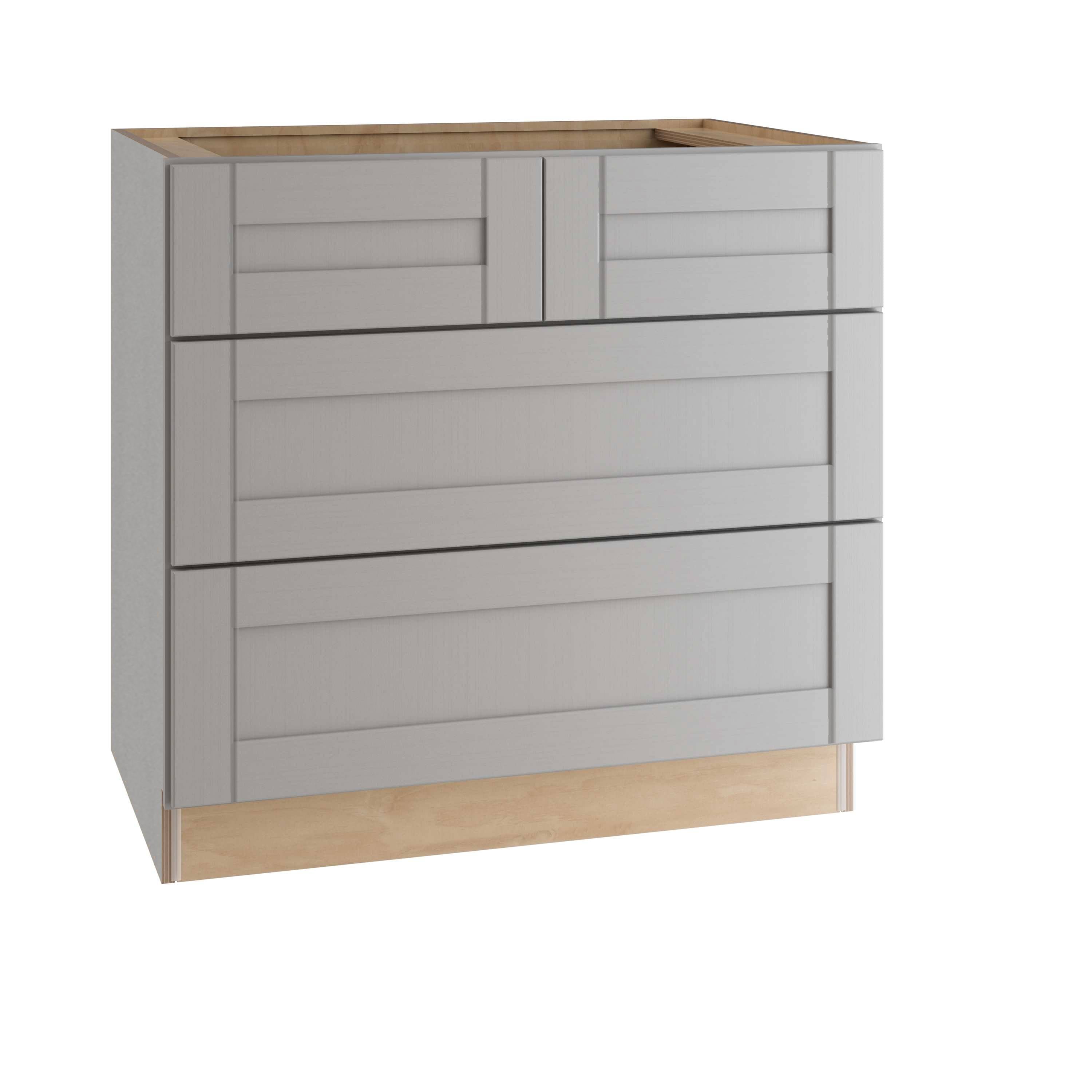 Veiled Gray Shaker Assembled Plywood 36 in. x 34.5 in. x 24 in. Base Drawer Kitchen Cabinet O7684