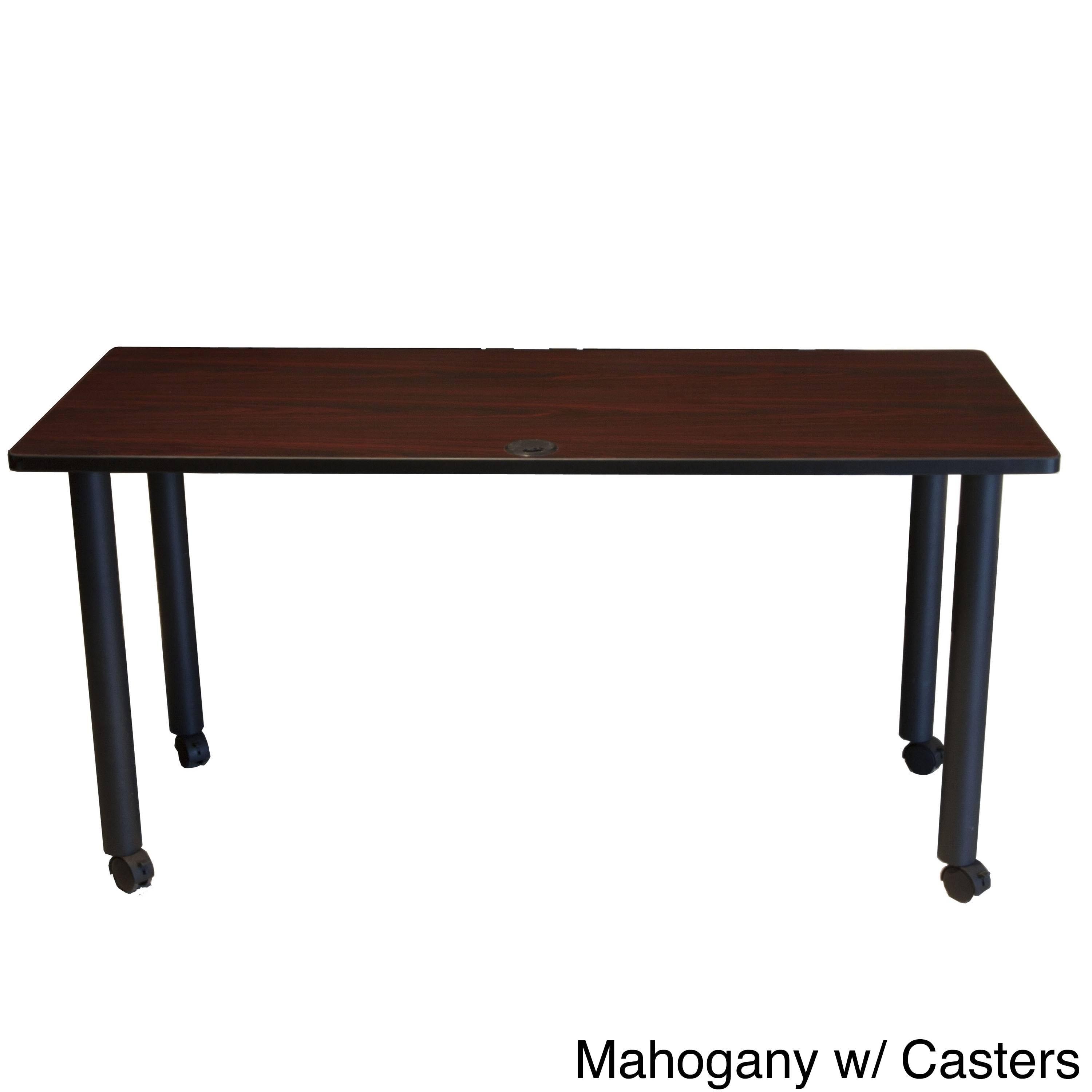 60x22W Training Table with Casters, Mahogany/Black H36135