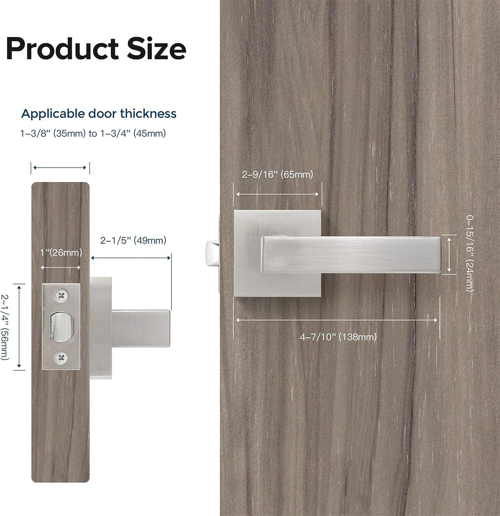 3 Pack Door Lever Handle Satin Nickel/Brushed Nickel Finish Pack of 2 F767